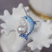 Dolphin- 925 Sterling Silver Pendant Natrual Freshwater Pearl Pendant For Kids for Lady Great Gift Exquisite Gitt - Thumbnail 2