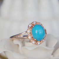 American Arizona Sleeping Beauty Turquoise Ring 925 Sterling Silver Ring Gift for Birthday Anniversary US size 7 - Thumbnail 3