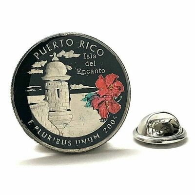 Lapel pin puerto rico quarter coin uncirculated u.s. quarter 2009 hand painted tie pin custom pins hat pin enamel pin backing groomsmen gift