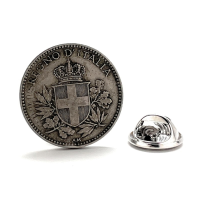 Lapel pin rare italy coin authentic 20 centesimi marcos villa 1918-1920 italy tie tack lapel pin italia rome italian coin naples venice rome