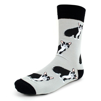 Men's novelty french bulldog grey socks dog lovers socks mans best friend great gift for dog owners
