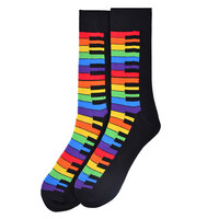Rainbow Piano Keys Novelty Socks Crazy Music Socks Keyboard Cool Socks Funny Groomsmen Socks Rainbow Colors of My Life Crew Socks - Thumbnail 1
