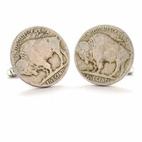 Famous Buffalo Nickels Cufflinks Nickels from the Old West Minted in US from 1913-1938 Readable dates Gift for Dad America Frontier Bison - Thumbnail 3