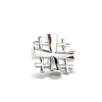 Jerusalem Cross Lapel Pin Crusaders Shield Cut Out Design Silver Tone 3D Five-Fold Cross Pin Tie Tack Lanyard Pins - Thumbnail 6