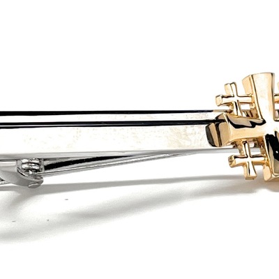 Jerusalem cross tie bar crusaders shield cut out design silver and gold tone 3d five-fold cross tie bar