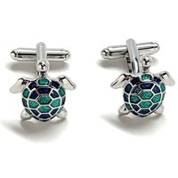 Sea Turtle Cufflinks Tropical Turtle 3D Ocean Silver - Thumbnail 4