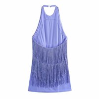 Tassel Hottie Sexy Large Backless Buttoned Halter Neck Dress - Thumbnail 1