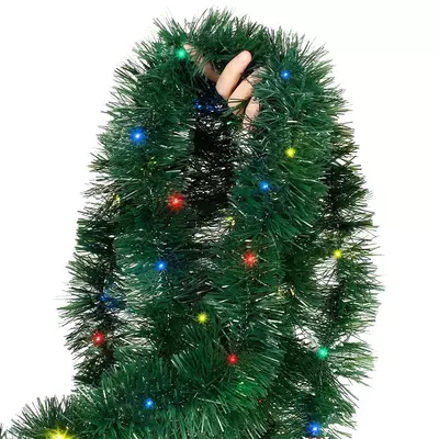 25Ft Prelit Christmas Garland with 100 Colorful String Lights