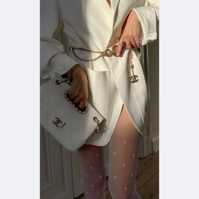 Channel luxury print tight - white