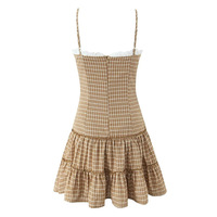 Vintage Plaid Lace Bow Sling Dress - Thumbnail 2