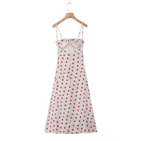 French Heart Print Lace Tube Dress - Thumbnail 4