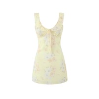 French retro small fresh print suspender dress - Thumbnail 4