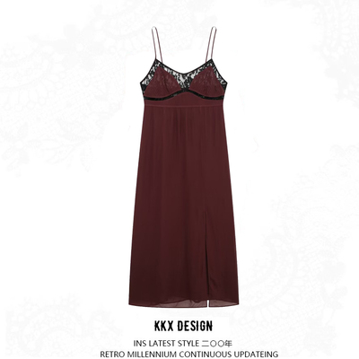 Fashionable lace trim lingerie dress