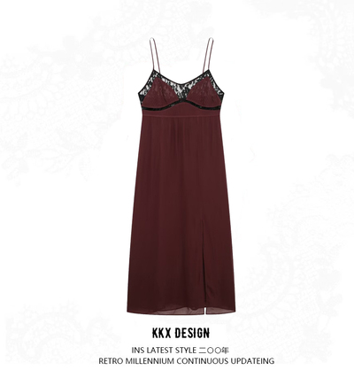 Fashionable lace trim lingerie dress