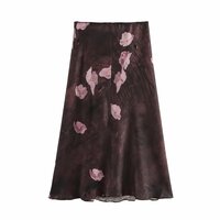 Temperamental and fashionable satin texture printed skirt - Thumbnail 1