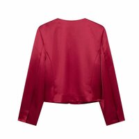 Bow Decorated Satin Suit + Skirt Set - Thumbnail 4