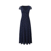 Retro niche V-neck printed dress for women low-cut hemmed bowknot decorated slim-fitting midi dress - Thumbnail 2