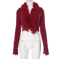 Lazy style knitted cardigan cropped top - Thumbnail 2
