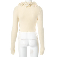 Lazy style knitted cardigan cropped top - Thumbnail 3
