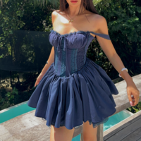Lace patchwork suspender skirt waist backless mini skirt - Thumbnail 7