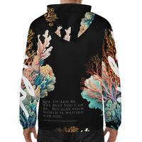 Adult Unisex Coral Black Hoodie.  - Thumbnail 1