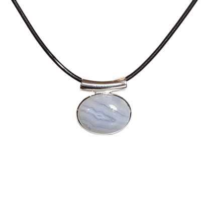 Blue lace agate pendant necklace