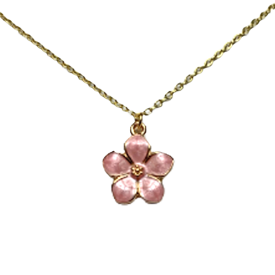 Pink forget me knot flower necklace