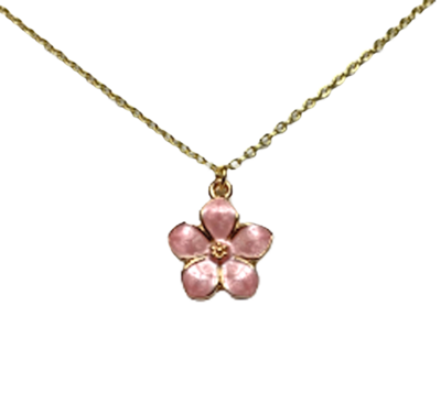Pink Forget Me Knot Flower Necklace