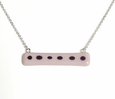 Purple Dotted Fused Glass Bar Necklace