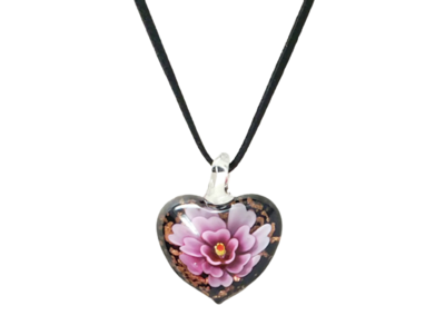 Blooming Heart Fused Glass Necklace