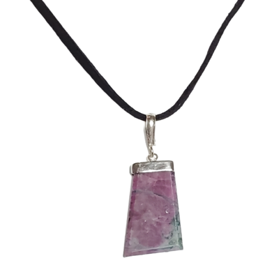 Ruby in zoisite suede cord necklace