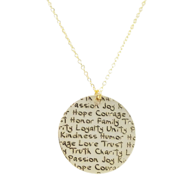 Stamped  my values pendant necklace