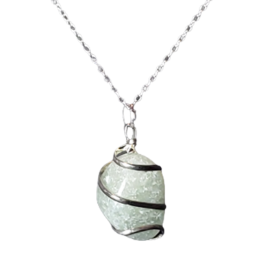 Wire wrapped green aventurine nugget necklace