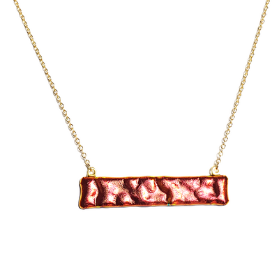 Dichroic red lava fused glass bar necklace - Thumbnail 3