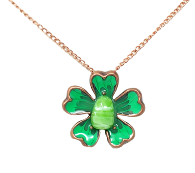 Lucky Green Flower Pendant Necklace