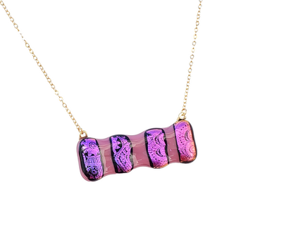 Sundial Dichroic on Pink Fused Glass Necklace