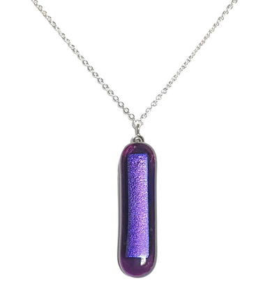 Purple Dichroic on Transparent Purple Fused Glass Necklace