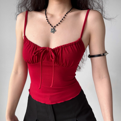 Shirred front strap camisole - Thumbnail 4