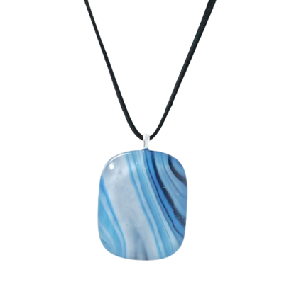 Marbled Blues Fused Glass Necklace