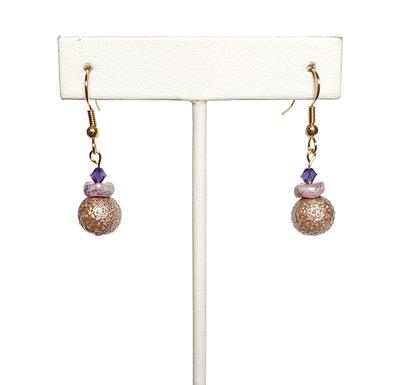 Iridescent Taupe and Purple Crystal Earrings