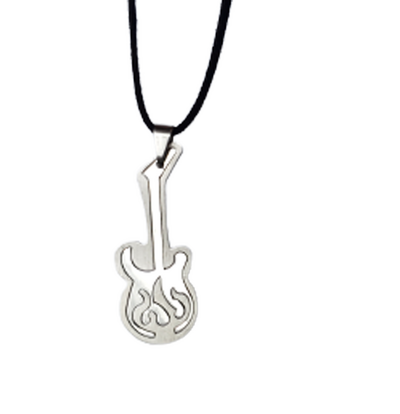 Stainless Steel Guitar Pendant Necklace