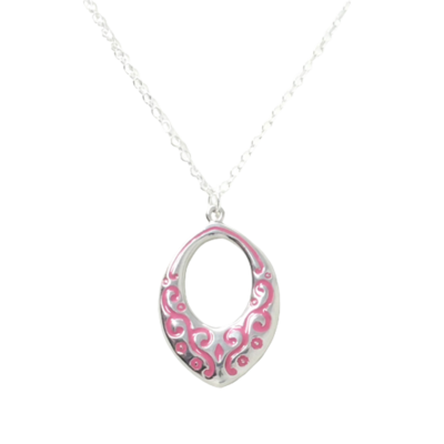Pink scroll marquise necklace