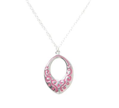 Pink Scroll Marquise Necklace