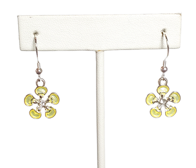Yellow Flower Earrings with Sterling Silver Hooks