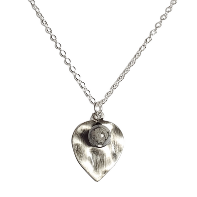 Gray crazy lace and leaf pendant necklace