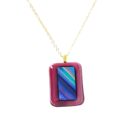 Rainbow Purple Dichroic Fused Glass Necklace