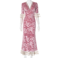 New style palace printed lace temperament long skirt - Thumbnail 1