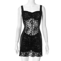 Autumn and winter pullover sling tube top lace hollow see-through backless short skirt - Thumbnail 4