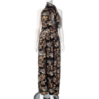 Maple Leaf Print Slit Maxi Dress - Thumbnail 5