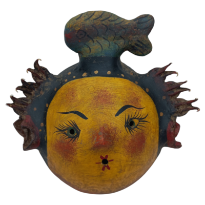 Coconut mask. collectibles. home decoration. wall decoration. interior decoration. mexican mask. mexican craft. mexican folk art.